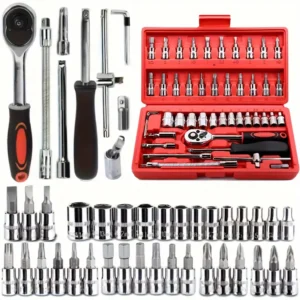 Car repair tool kit drive socket ratchet wrench set combo